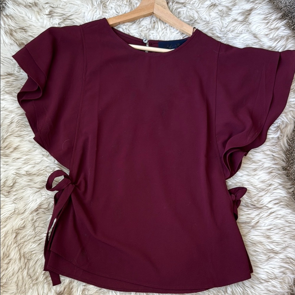 Burgundy Women's Top with Side Ties